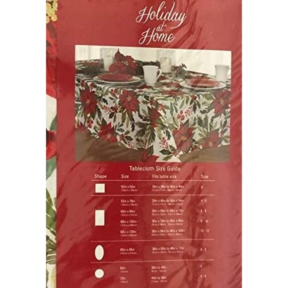 Fabric Oblong Tablecloth - Poinsettia Flourish (60" x 84") Oblong - Picture 2 of 2